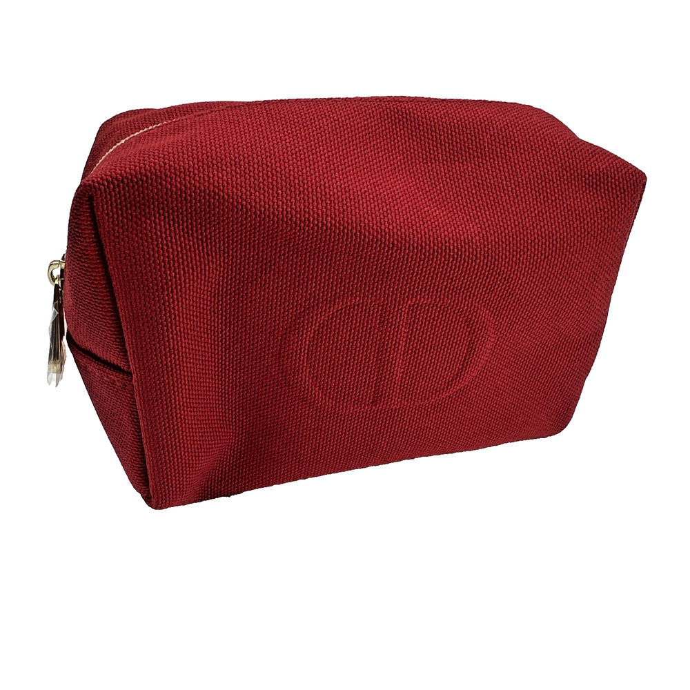 Dior Beauty Red Canvas Cosmetic Makeup Pouch Gold Zipper New Without Tags
